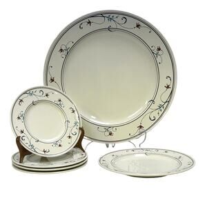 Mikasa Intaglio Annette 1987-2000 Six Pieces-Chop Plate [1] Salad [1] Bread [4]
